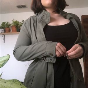 Army green hooded utility jacket